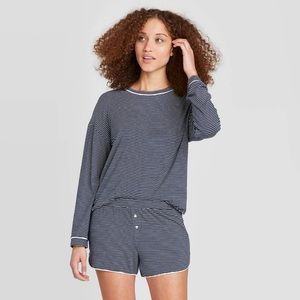NEW Women’s Soft Stripe Pajama Set - Navy Blue
